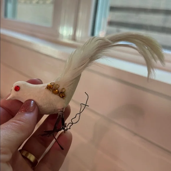 Vintage Orange and White Decorative Bird Ornaments - Picture 5 of 8